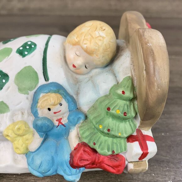 Vintage Sleeping Child Christmas Ceramic Music Box Silent Night - Tested - Picture 3 of 11